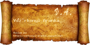 Várkonyi Aranka névjegykártya